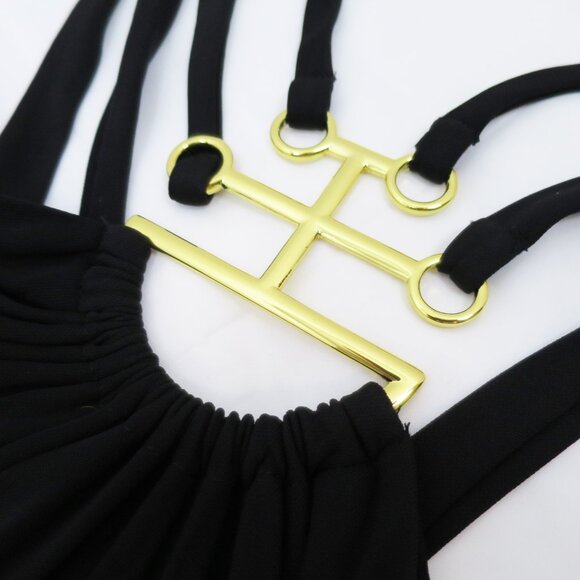 French Connection Necklace Trim Slinky Dress - Black / UK 10/US 6/FR 38/EU 38 - Picture 14 of 16